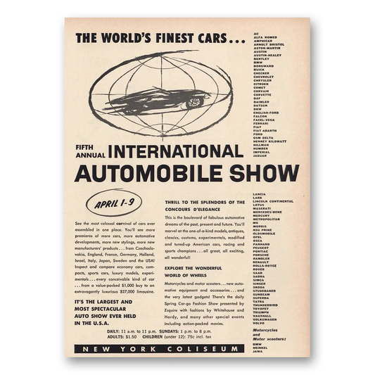 1961 International Automobile Show Fifth Annual Vintage Magazine Print Ad