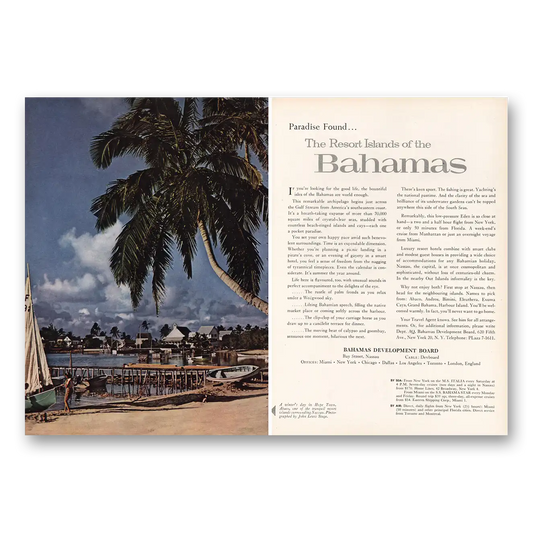 1961 Bahamas Paradise Found Vintage Magazine Print Ad