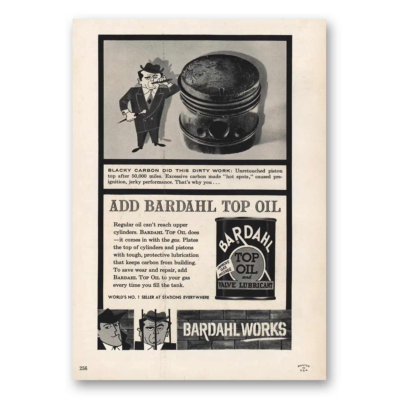 1961 Bardahl Top Oil Blacky Carbon Vintage Magazine Print Ad