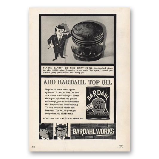 1961 Bardahl Top Oil Blacky Carbon Vintage Magazine Print Ad