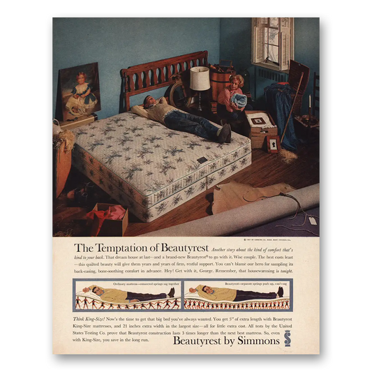 1961 Beautyrest Mattress Temptation Vintage Magazine Print Ad