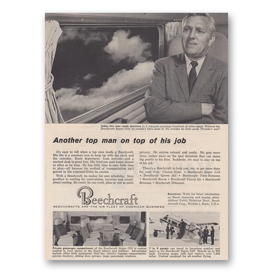 1961 Beechcraft Another Top Man On Top of His Job Vintage Magazine Print Ad