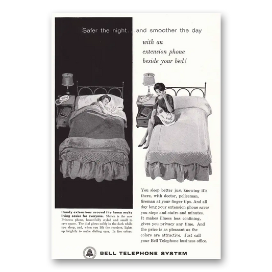 1961 Bell Telephone Safer the Night Smoother the Day Vintage Magazine Print Ad