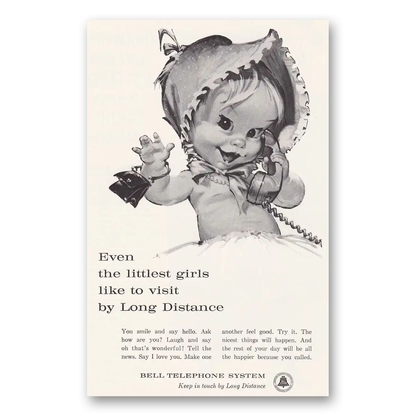 1961 Bell Telephone Betsy Bell Even the Littlest Girl Vintage Magazine Print Ad