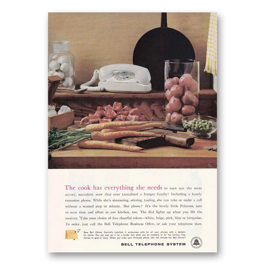 1961 Bell Telephone Cook Has Everything She Needs Vintage Magazine Print Ad