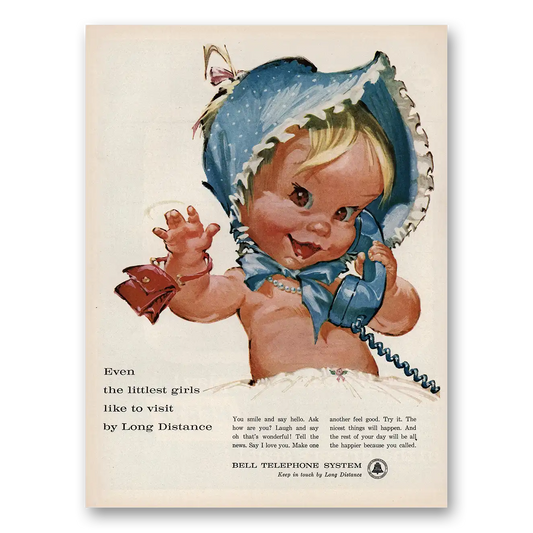 1961 Bell Telephone Even the Littlest Girls Like to Visit Vintage Magazine Print Ad