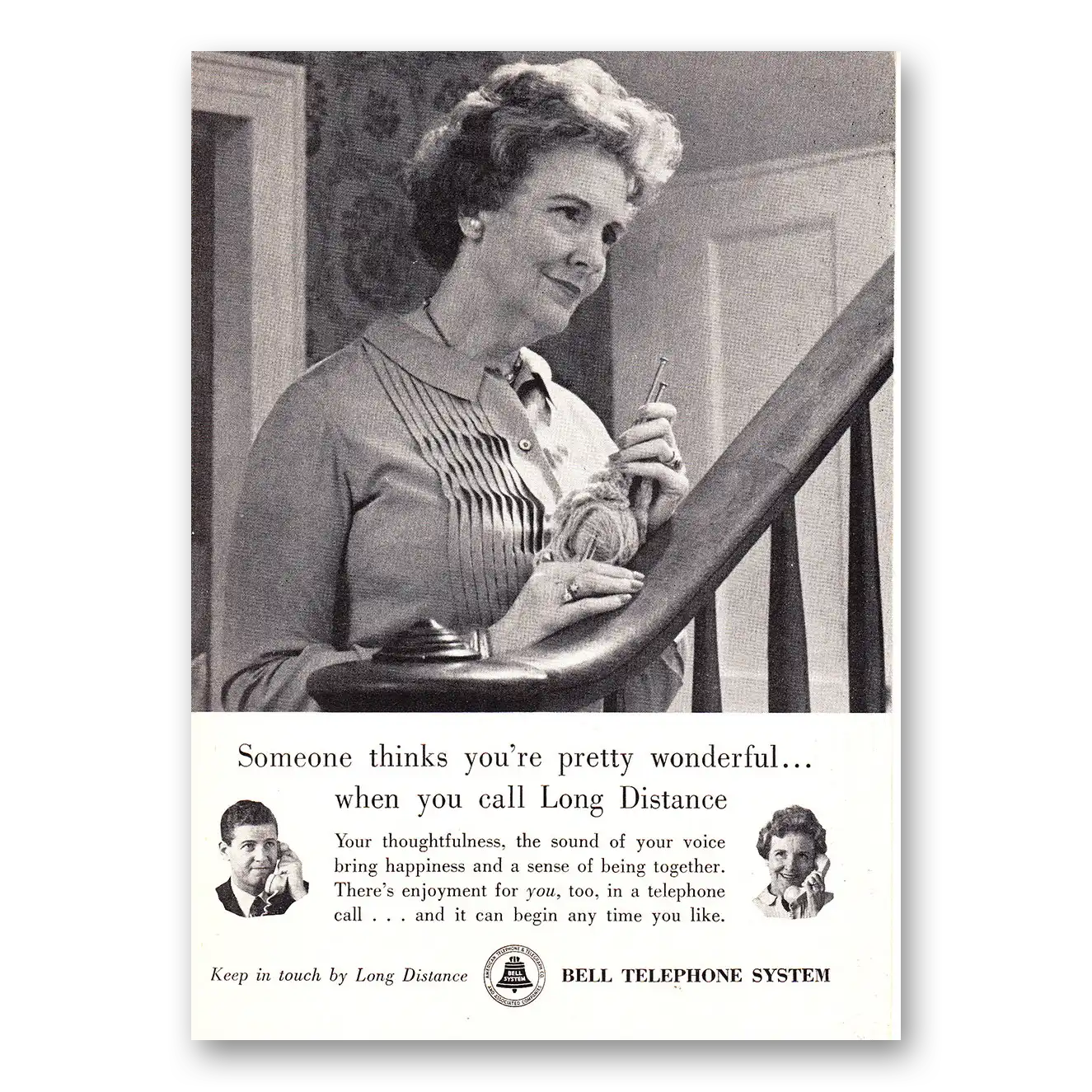 1961 Bell Telephone Someone Thinks You're Pretty Wonderful Vintage Magazine Print Ad