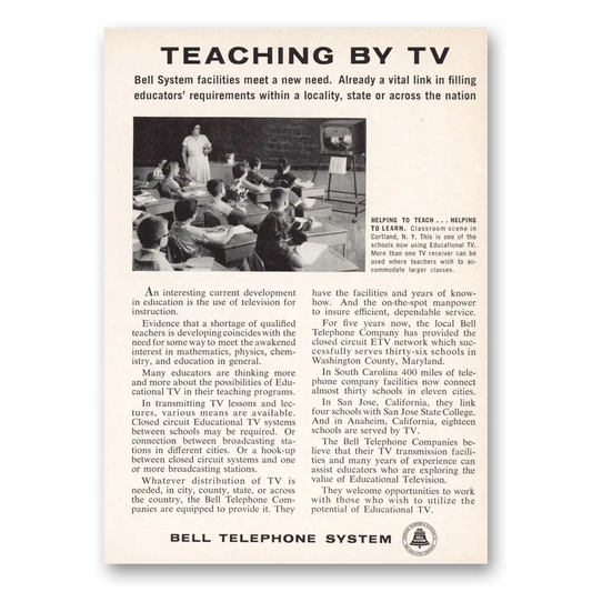 1961 Bell Telephone Teaching by TV Vintage Magazine Print Ad