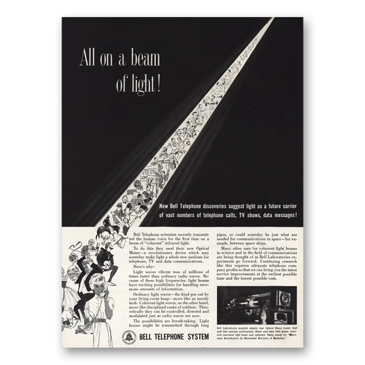 1961 Bell Telephone All On a Beam of Light Vintage Magazine Print Ad