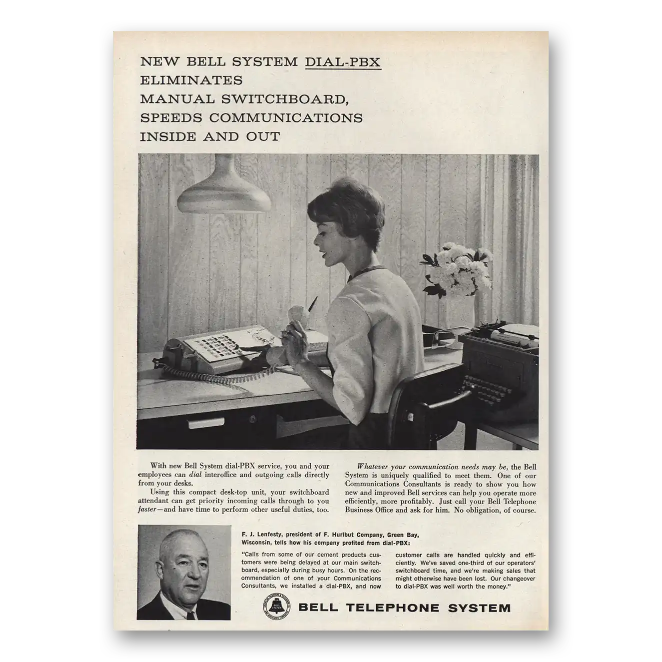 1961 Bell Telephone Dial PBX Vintage Magazine Print Ad