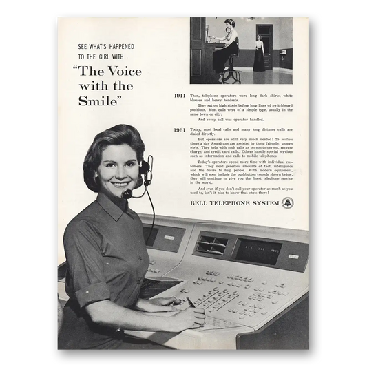 1961 Bell Telephone Voice With the Smile Vintage Magazine Print Ad