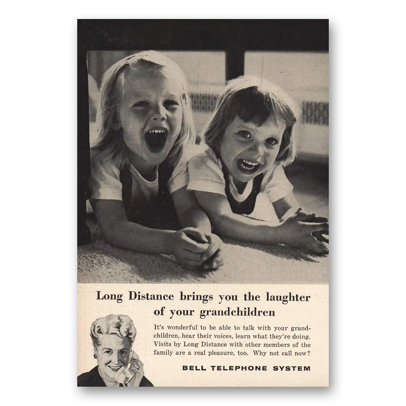 1961 Bell Telephone Laughter of Your Grandchildren Vintage Magazine Print Ad