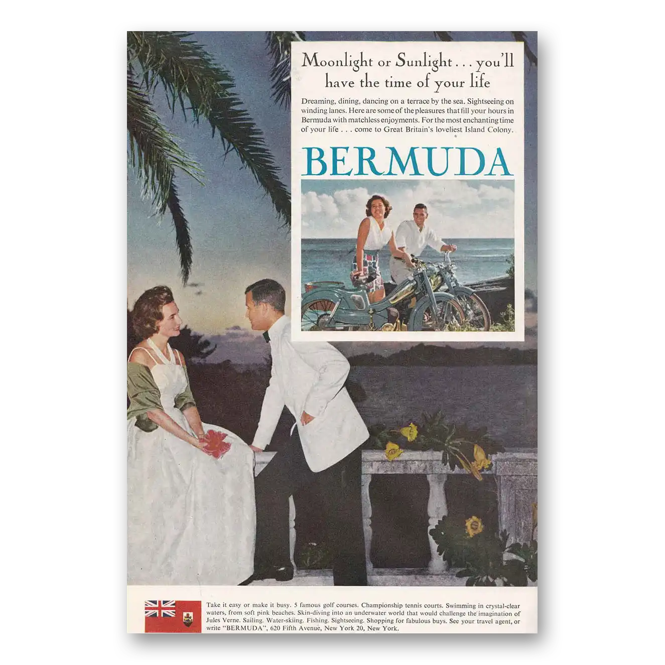 1961 Bermuda Moonlight or Sunlight Vintage Magazine Print Ad