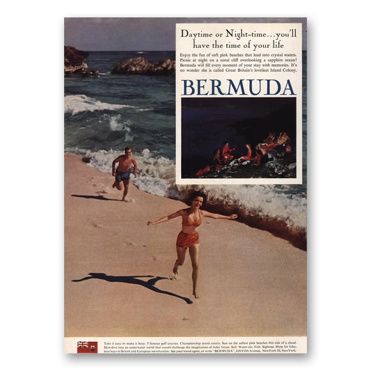 1961 Bermuda Daytime or Night Time Vintage Magazine Print Ad