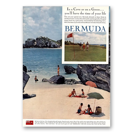 1961 Bermuda Cove Or On a Green Vintage Magazine Print Ad