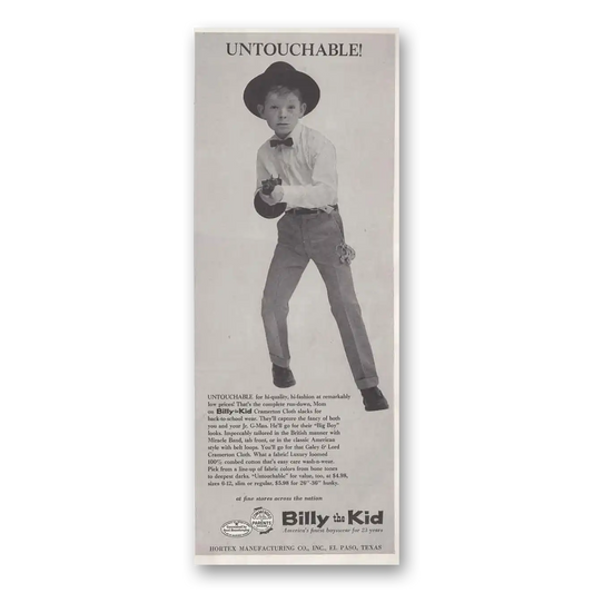 1961 Billy the Kid Untouchable Vintage Magazine Print Ad