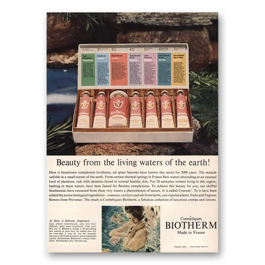 1961 Cosmetiques Biotherm Beauty From Living Waters Vintage Magazine Print Ad