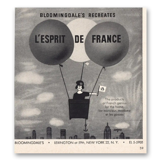 1961 Bloomingdales L Esprit de France Vintage Magazine Print Ad