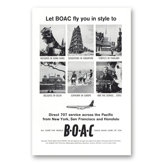 1961 British Airways BOAC Fly You In Style Hong Kong Vintage Magazine Print Ad