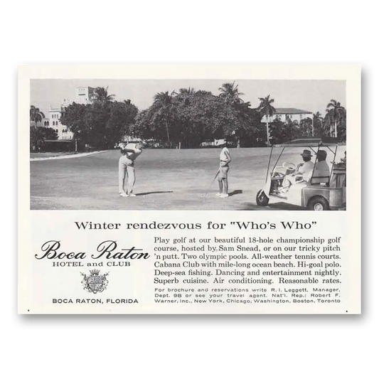 1961 Boca Raton Hotel and Club Florida Winter Rendezvous Vintage Magazine Print Ad