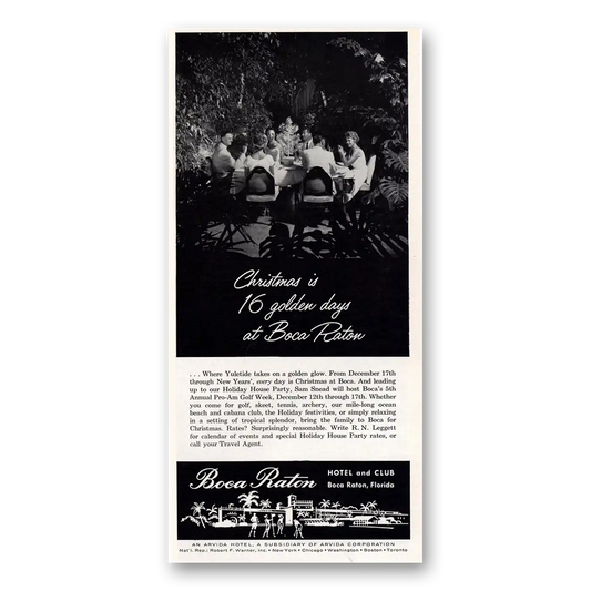 1961 Boca Raton Hotel and Club Christmas is 16 Golden Days Vintage Magazine Print Ad