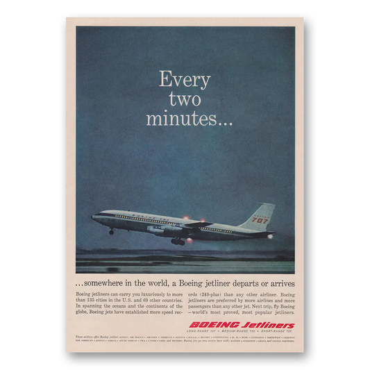 1961 Boeing Jetliners Every Two Minutes Vintage Magazine Print Ad