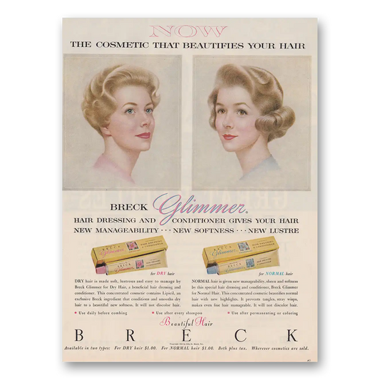 1961 Breck Shampoo Cosmetic That Beautifies Your Hair Vintage Magazine Print Ad