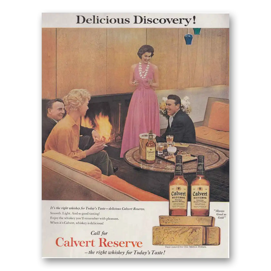 1961 Calvert Reserve Delicious Discovery Vintage Magazine Print Ad