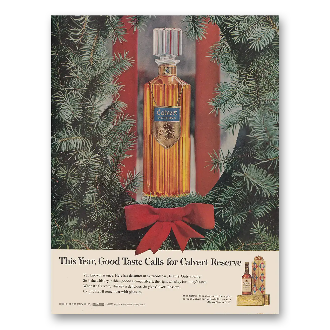 1961 Calvert Reserve This Year Good Taste Calls for Calvert Vintage Magazine Print Ad