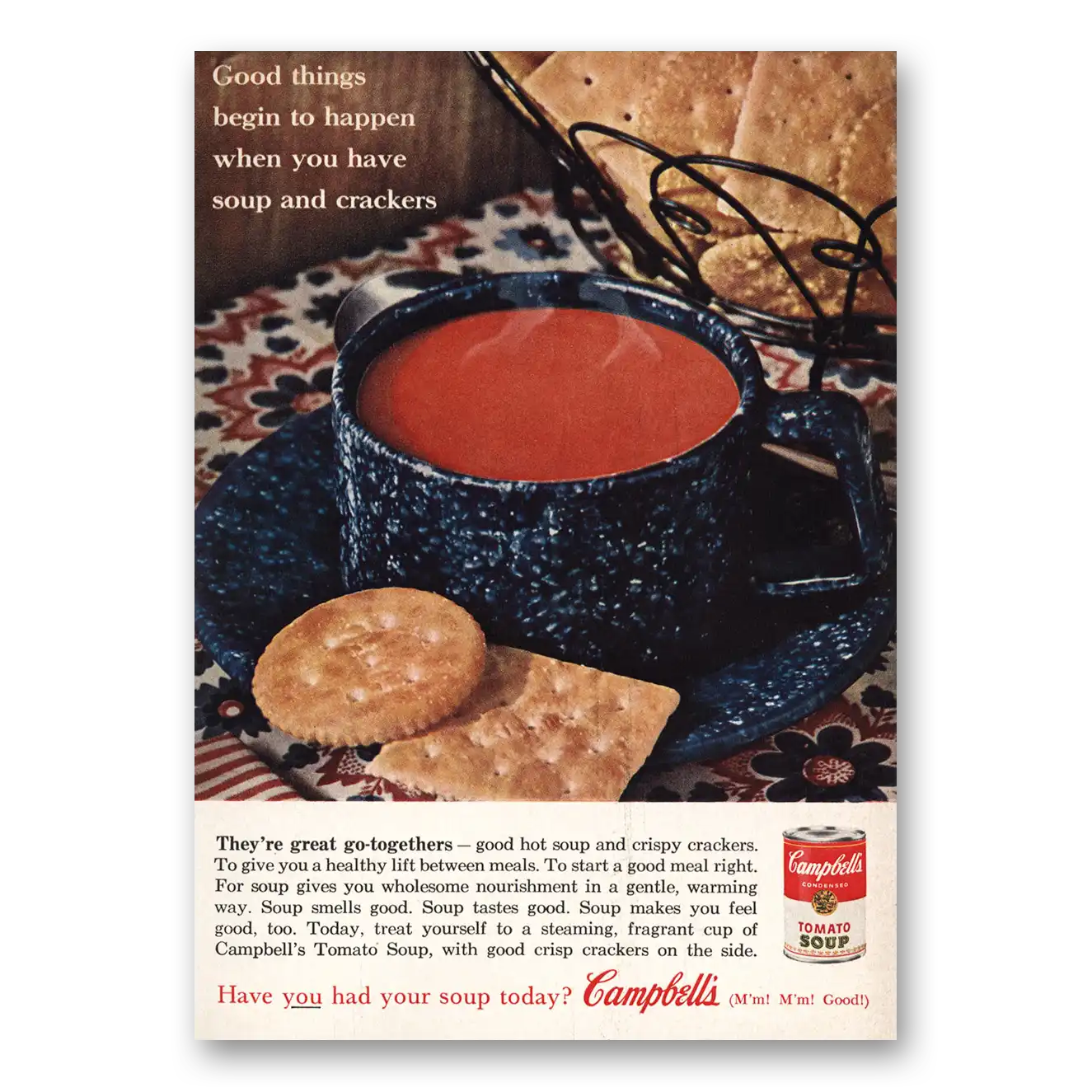 1961 Campbells Tomato Soup Good Things Begin to Happen Vintage Magazine Print Ad