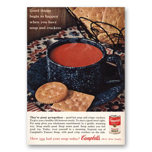 1961 Campbells Tomato Soup Good Things Begin to Happen Vintage Magazine Print Ad