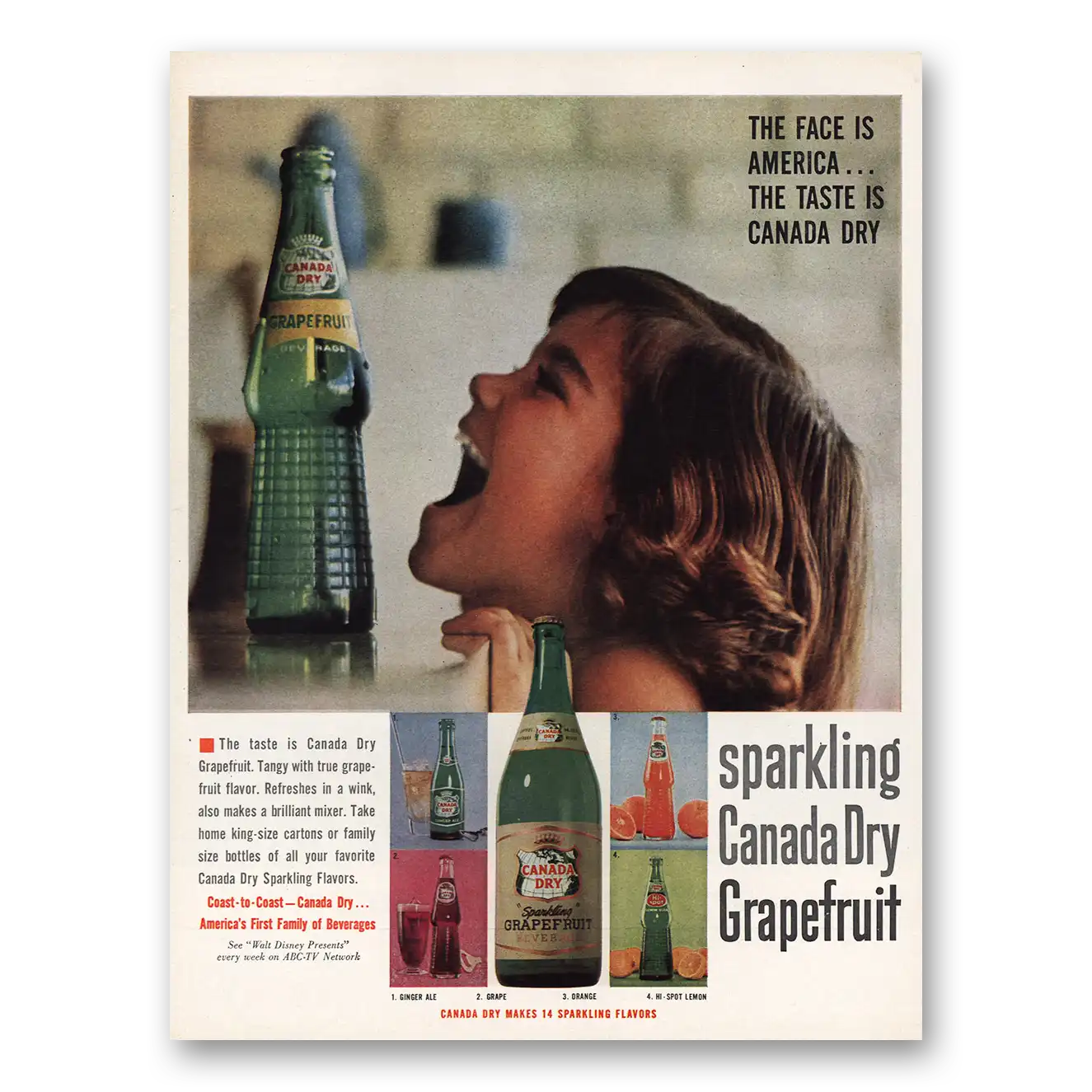 1961 Canada Dry Grapefruit The Face is America Vintage Magazine Print Ad