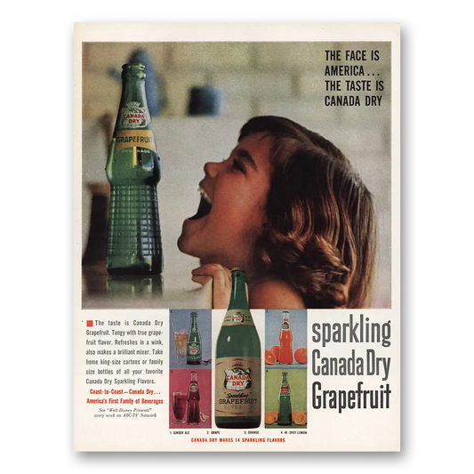 1961 Canada Dry Grapefruit The Face is America Vintage Magazine Print Ad