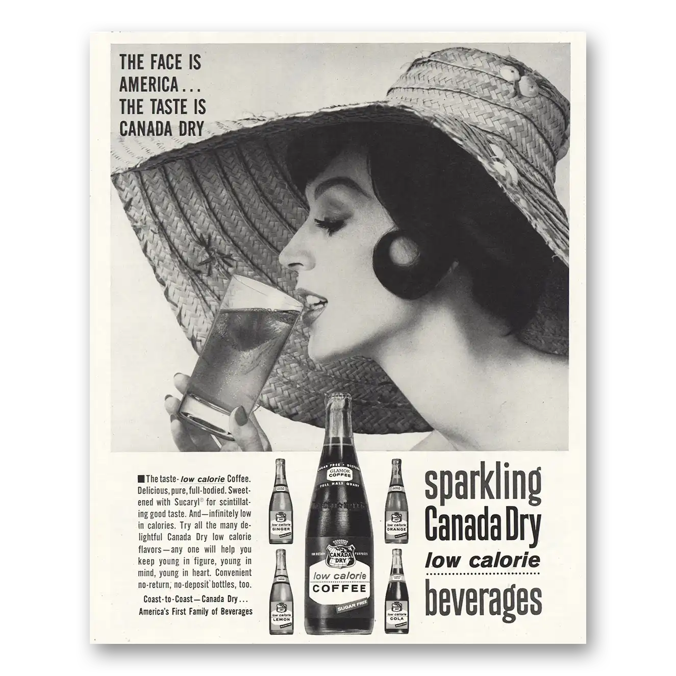 1961 Canada Dry The Face Is America Vintage Magazine Print Ad