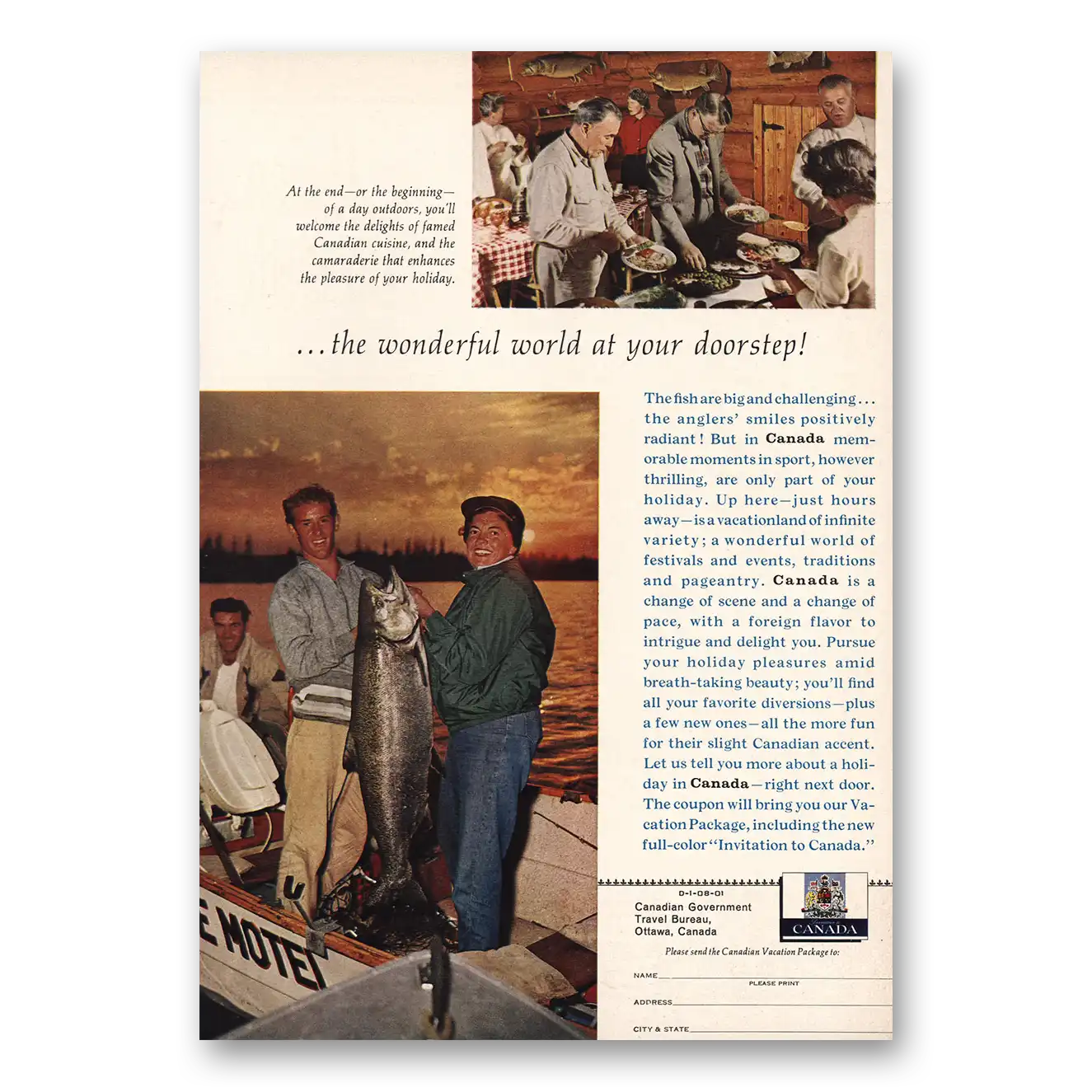 1961 Canada Wonderful World At Your Doorstep Vintage Magazine Print Ad