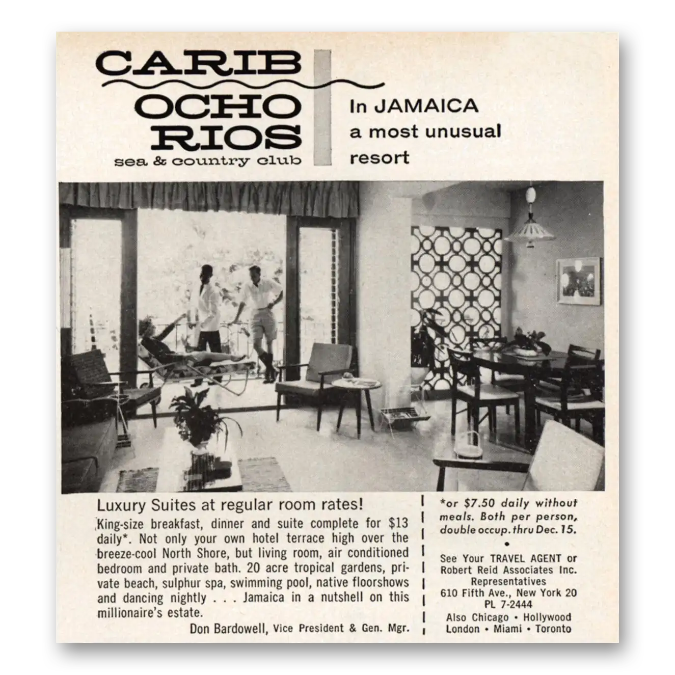 1961 Carib Ocho Rios Resort Most Unusual Vintage Magazine Print Ad