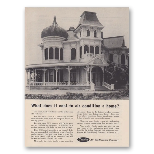 1961 Carrier Air Conditioning What Does It Cost Vintage Magazine Print Ad