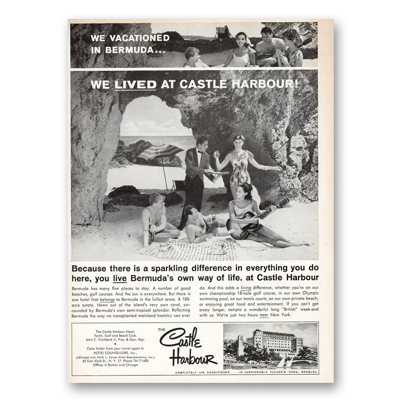 1961 Castle Harbour We Vacationed In Bermuda Vintage Magazine Print Ad