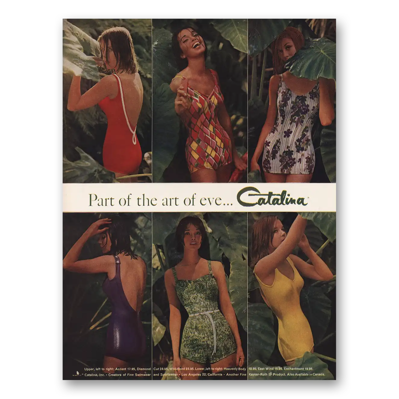 1961 Catalina Swimwear Bathing Suits Part of the Art of Eve Vintage Magazine Print Ad