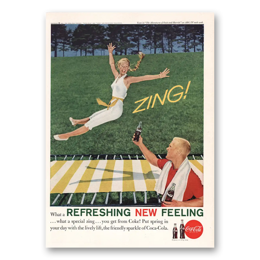 1961 Coca Cola Zing Trampoline Vintage Magazine Print Ad