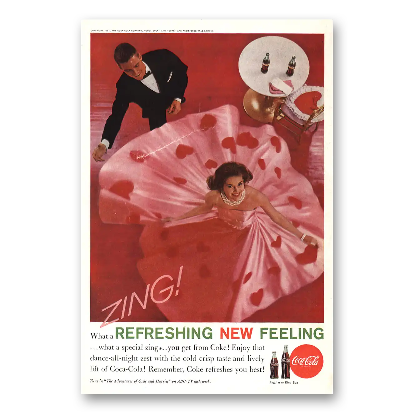 1961 Coca Cola Zing Dance All Night Zest Vintage Magazine Print Ad