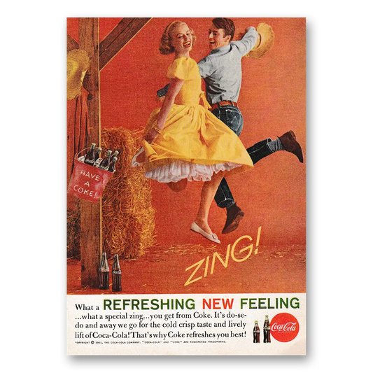 1961 Coca Cola Zing Square Dancers Vintage Magazine Print Ad