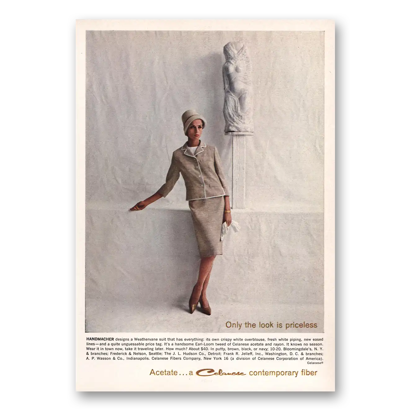 1961 Celanese Only Look Is Priceless Handmacher Vintage Magazine Print Ad