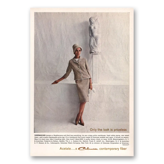 1961 Celanese Only Look Is Priceless Handmacher Vintage Magazine Print Ad