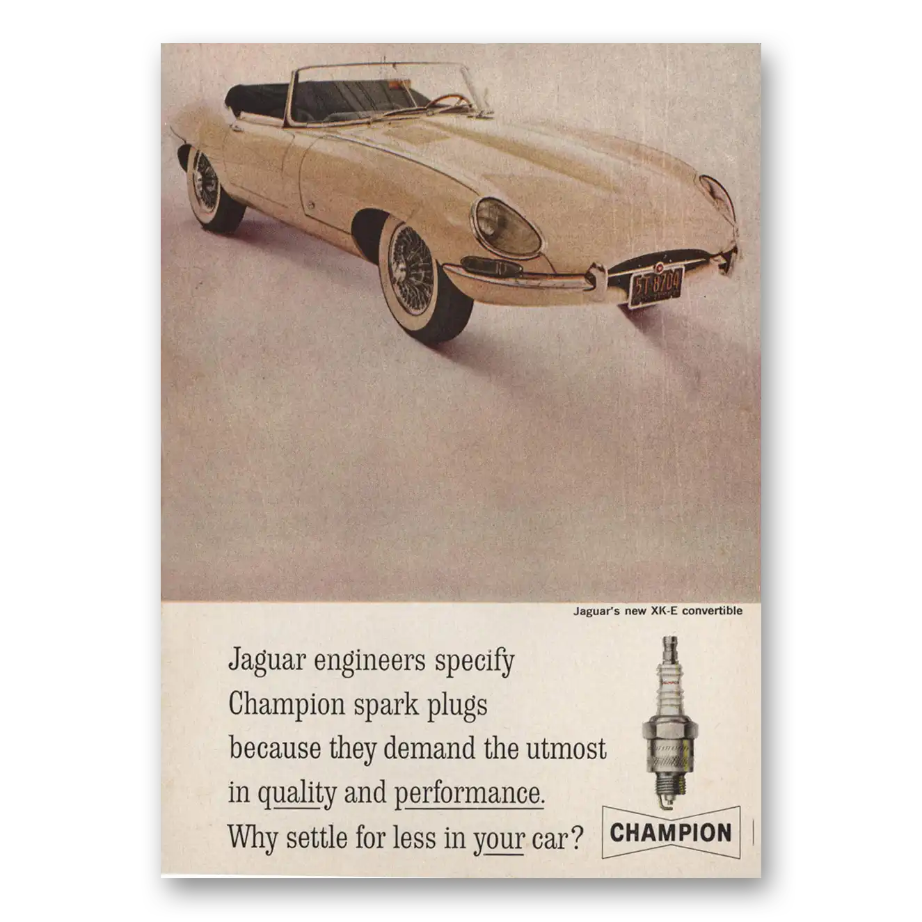 1961 Champion Spark Plugs Engineers Specify Vintage Magazine Print Ad