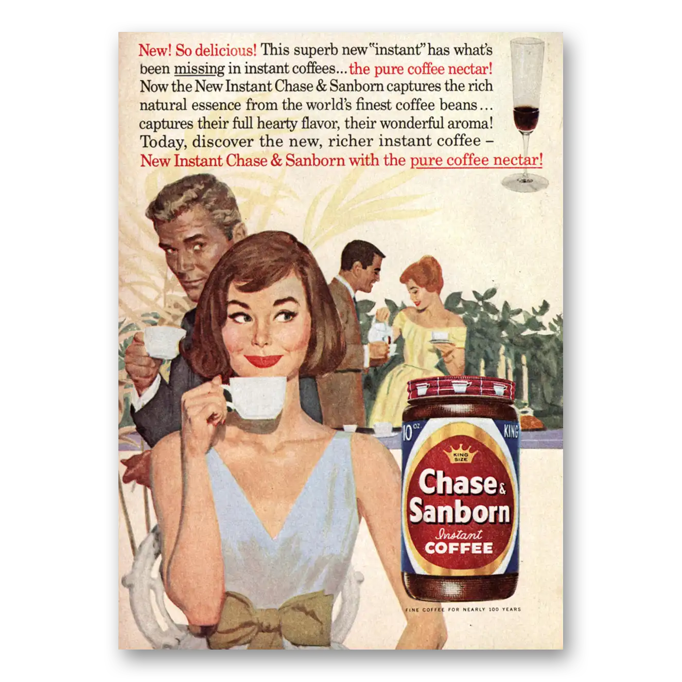 1961 Chase & Sanborn Coffee Superb New Instant Vintage Magazine Print Ad