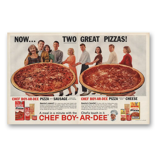 1961 Chef Boy-Ar-Dee Pizza Two Great Pizzas Vintage Magazine Print Ad