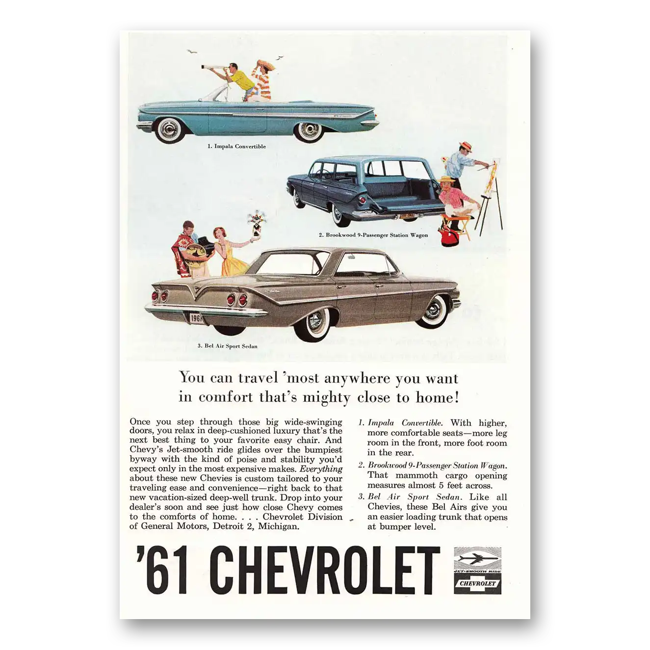 1961 Chevrolet Impala Bel Air Brookwood Vintage Magazine Print Ad