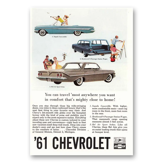 1961 Chevrolet Impala Bel Air Brookwood Vintage Magazine Print Ad