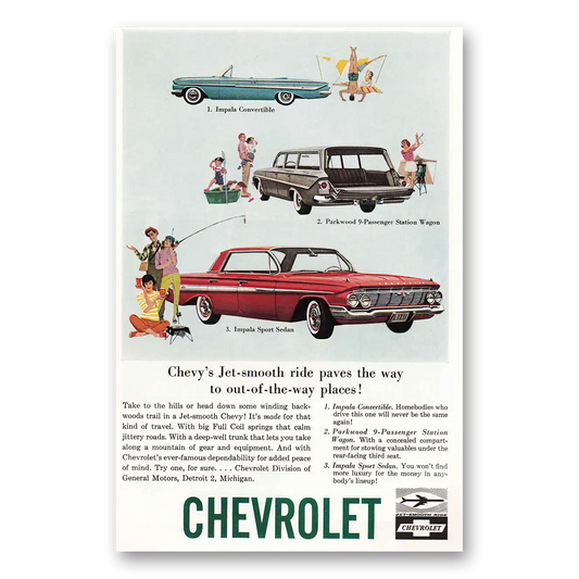 1961 Chevrolet Impala Fishing Handstand Vintage Magazine Print Ad